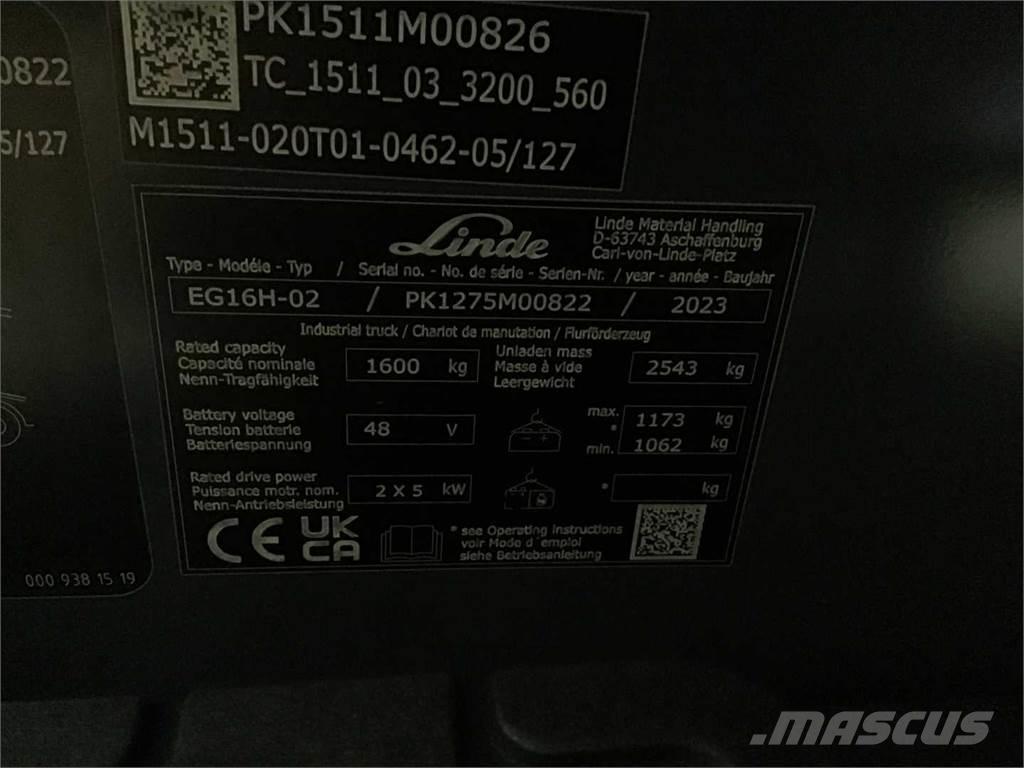 Linde EG16H Električni viličarji