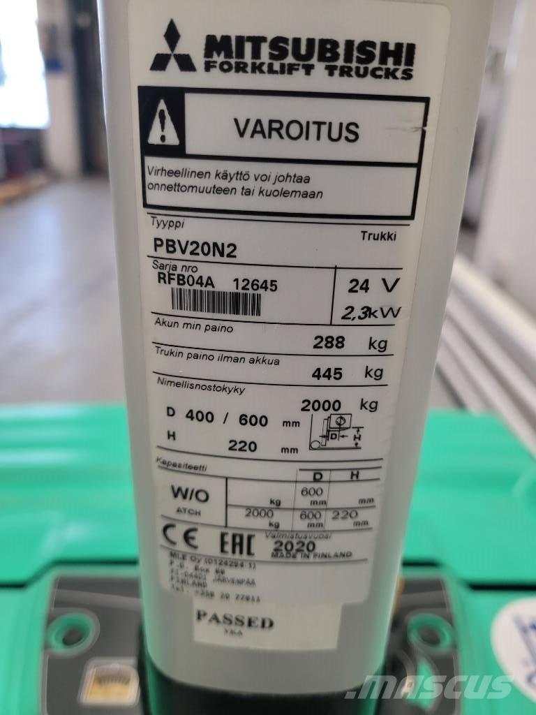 Mitsubishi PBV 20 N2 Električni nizko dvižni viličar s stojiščem