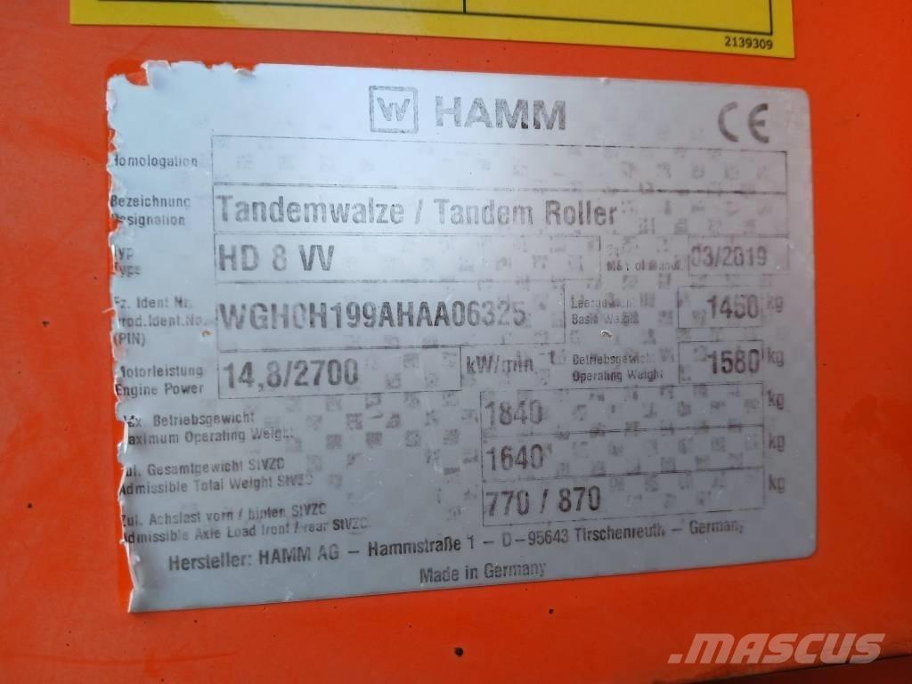 Hamm HD8 VV, Vält Dvojni valjarji