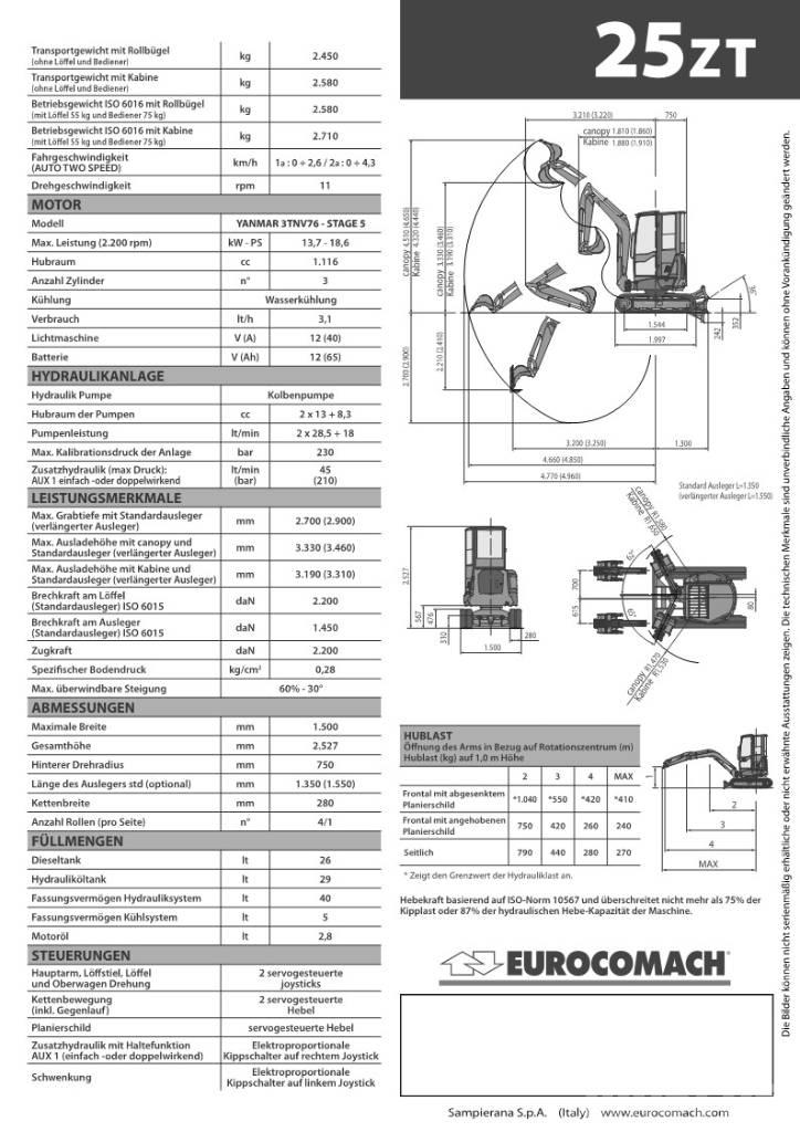 Eurocomach 25ZT 2,5 Mini bagri <7t