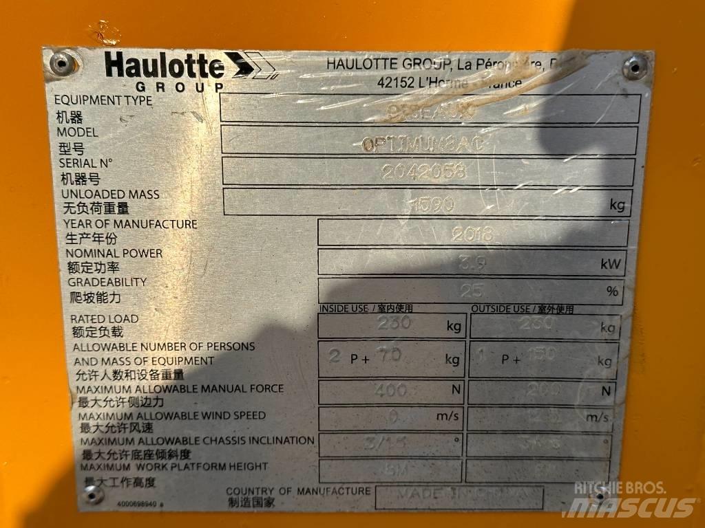 Haulotte OPTIMUM 8 Škarjaste dvižne ploščadi