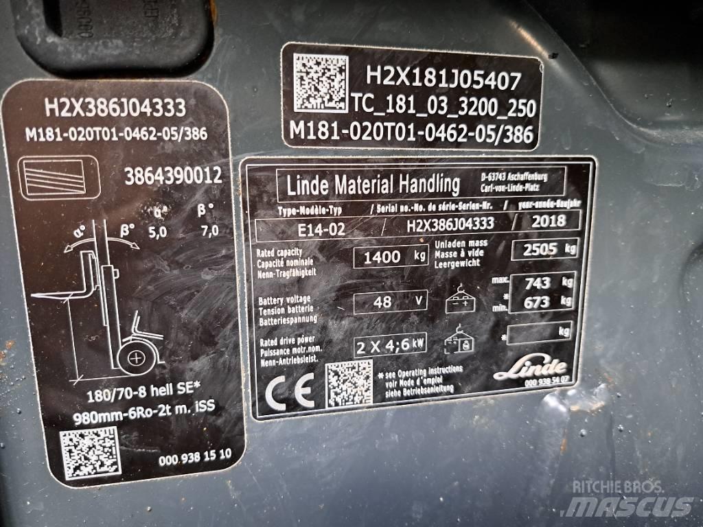 Linde E 14 EVO Električni viličarji