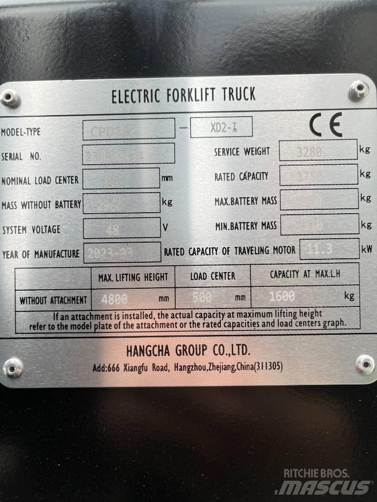 Hangcha CPD18-XD2-I Električni viličarji