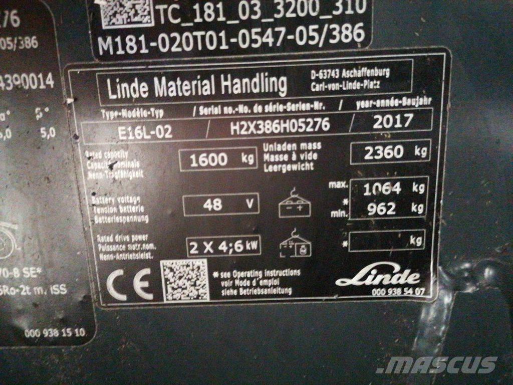 Linde E16L-02 Električni viličarji