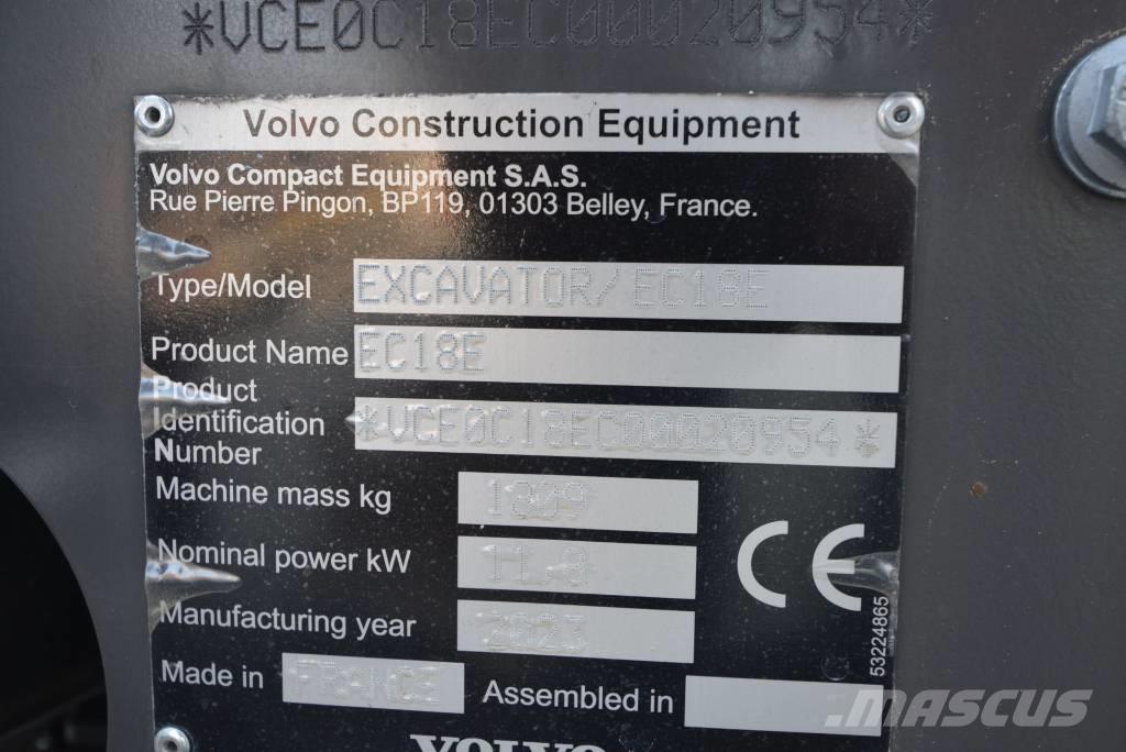 Volvo EC 18 E Mini bagri <7t
