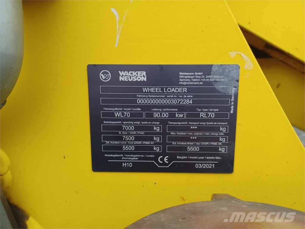 Weidemann WL70 Kolesni nakladalci