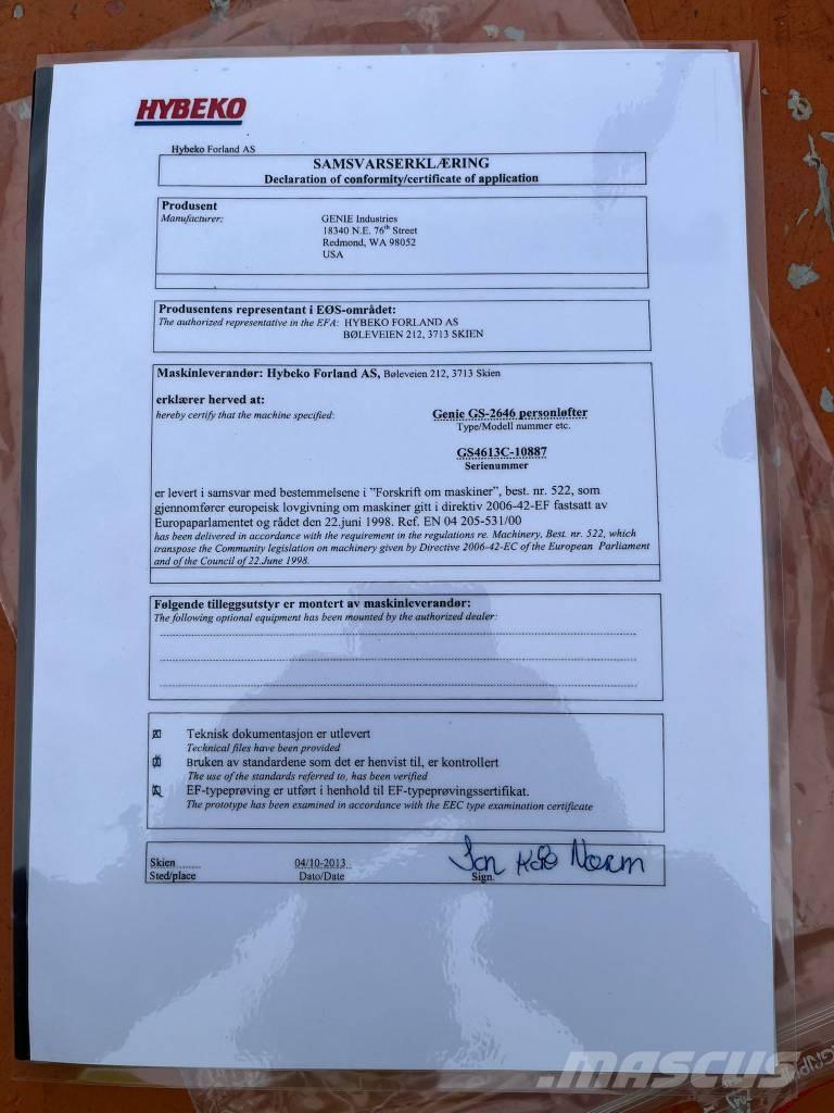 Genie GS 2646 Škarjaste dvižne ploščadi