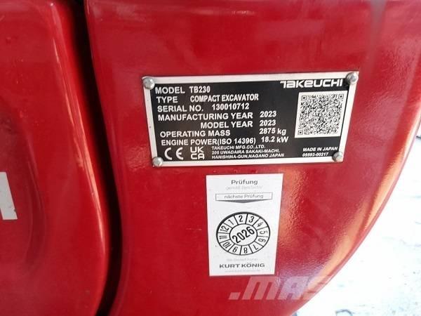 Takeuchi TB 230 Mini bagri <7t