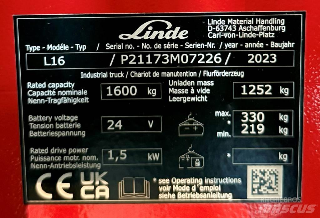 Linde L16/1173-01 Ročni električni viličar