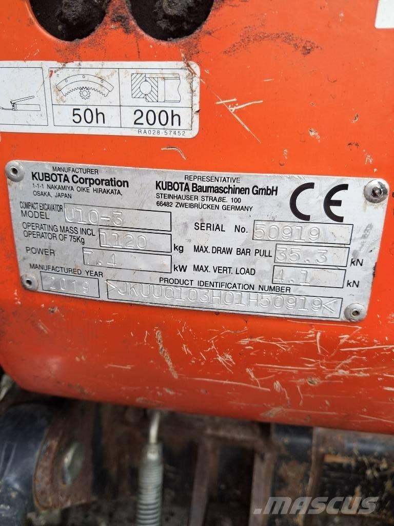 Kubota U 10-3 Mini bagri <7t