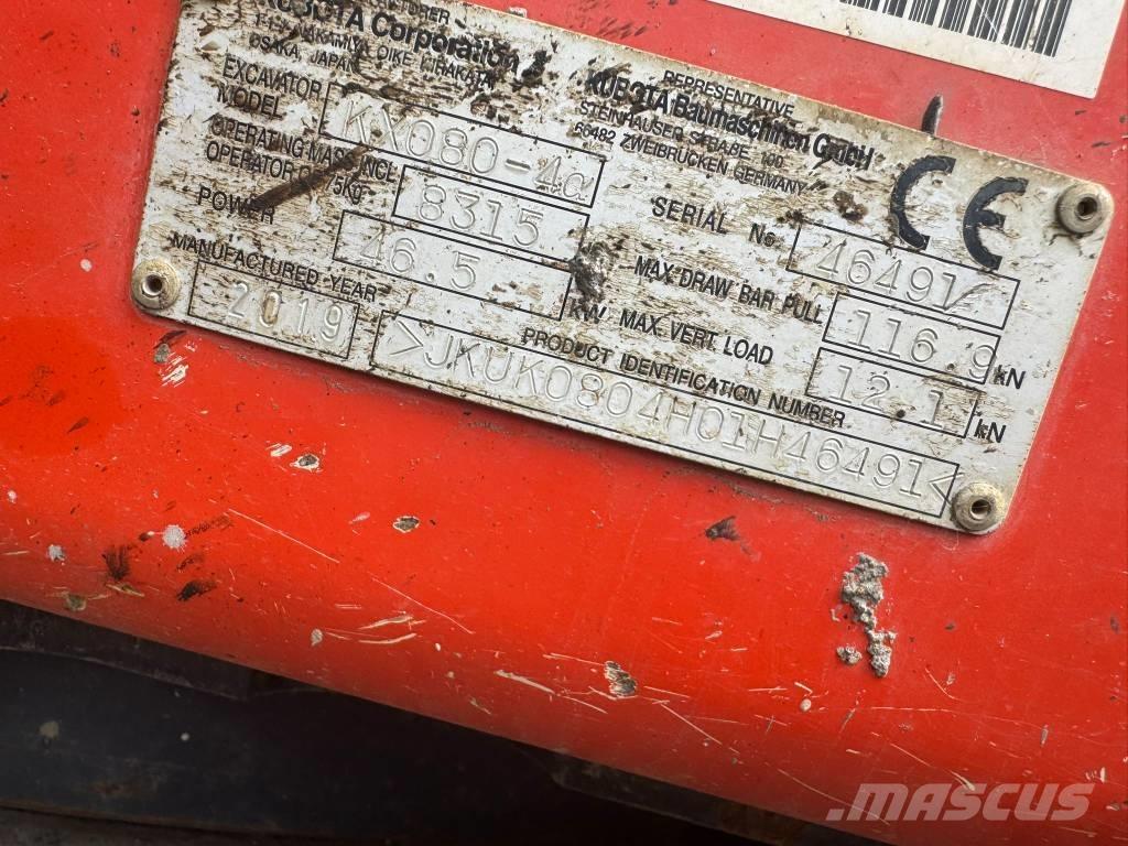 Kubota KX 080-4 Midi bagri 7t – 12t