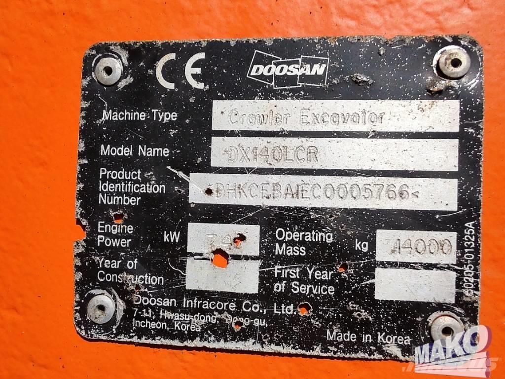 Doosan DX 140 LCR Bagri goseničarji
