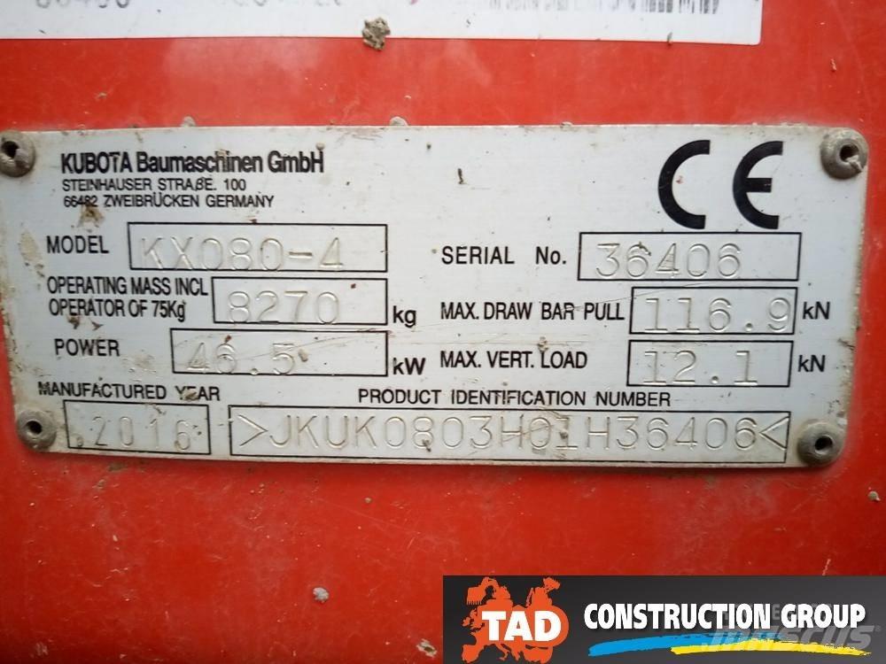 Kubota KX 080-4 Midi bagri 7t – 12t