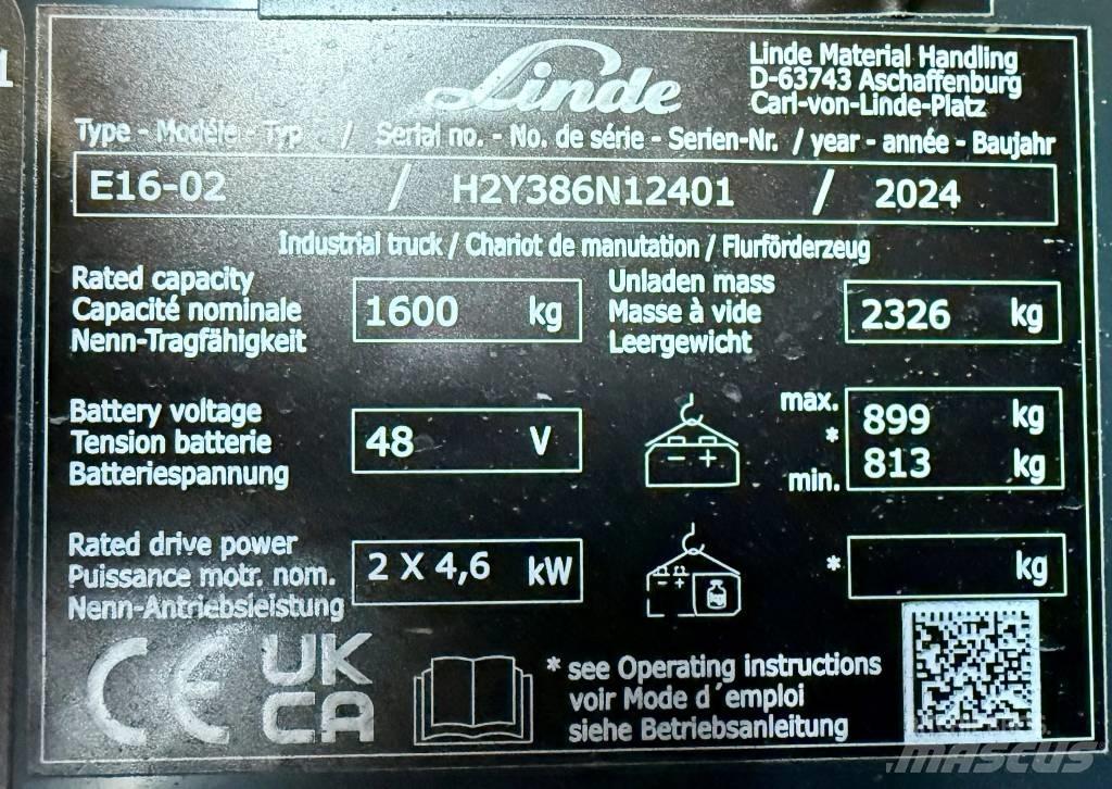 Linde E16/386-02 Električni viličarji