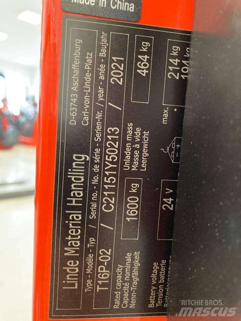 Linde T16P/1151-02 Električni nizko dvižni viličar s stojiščem