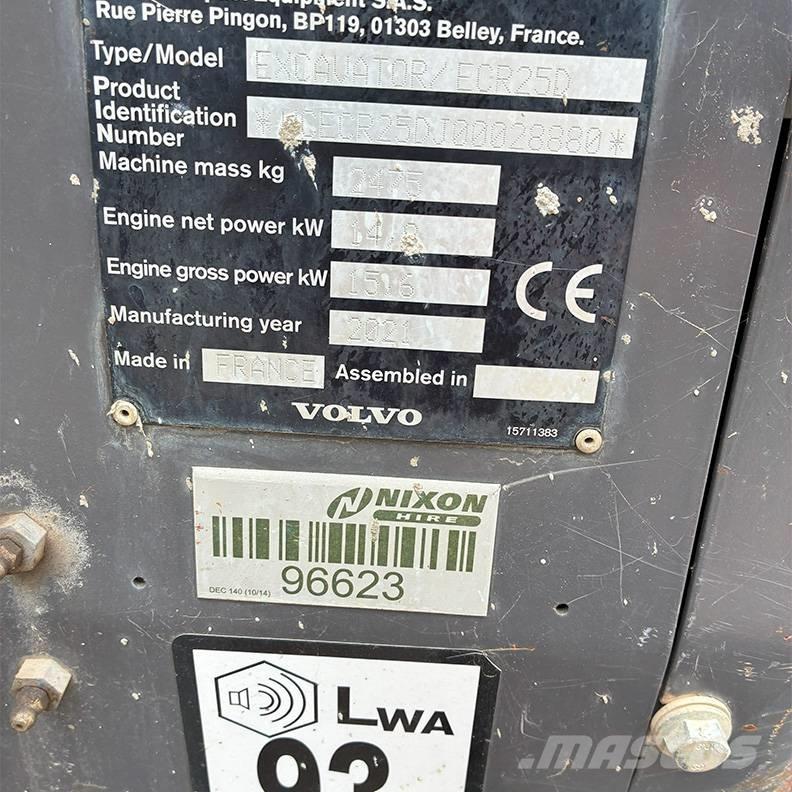 Volvo ECR25D Mini bagri <7t