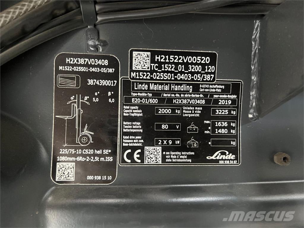 Linde E 20H-01/600 Električni viličarji