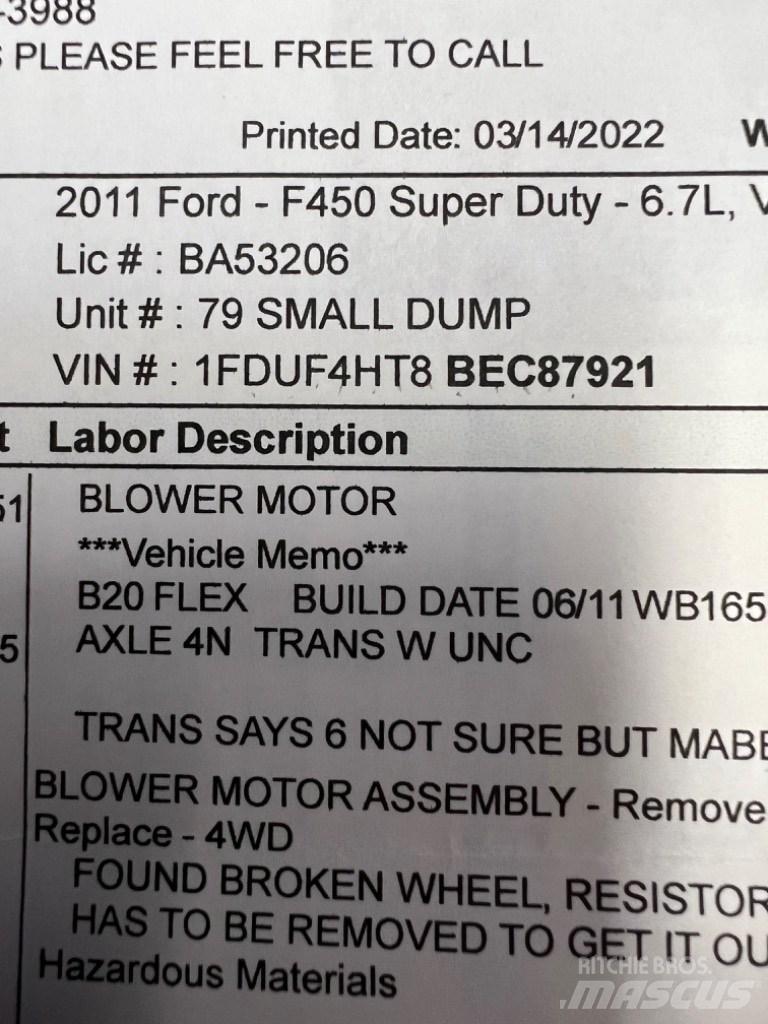 Ford F450 SUPER  DUTY Gradbeništvo - drugo