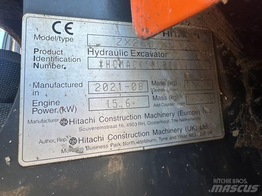 Hitachi ZX 26 U-6 Mini bagri <7t