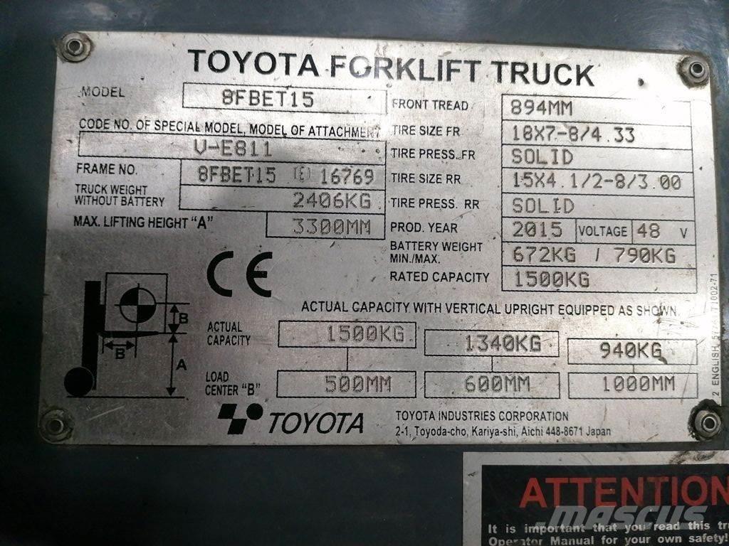 Toyota 8FBET15 Električni viličarji
