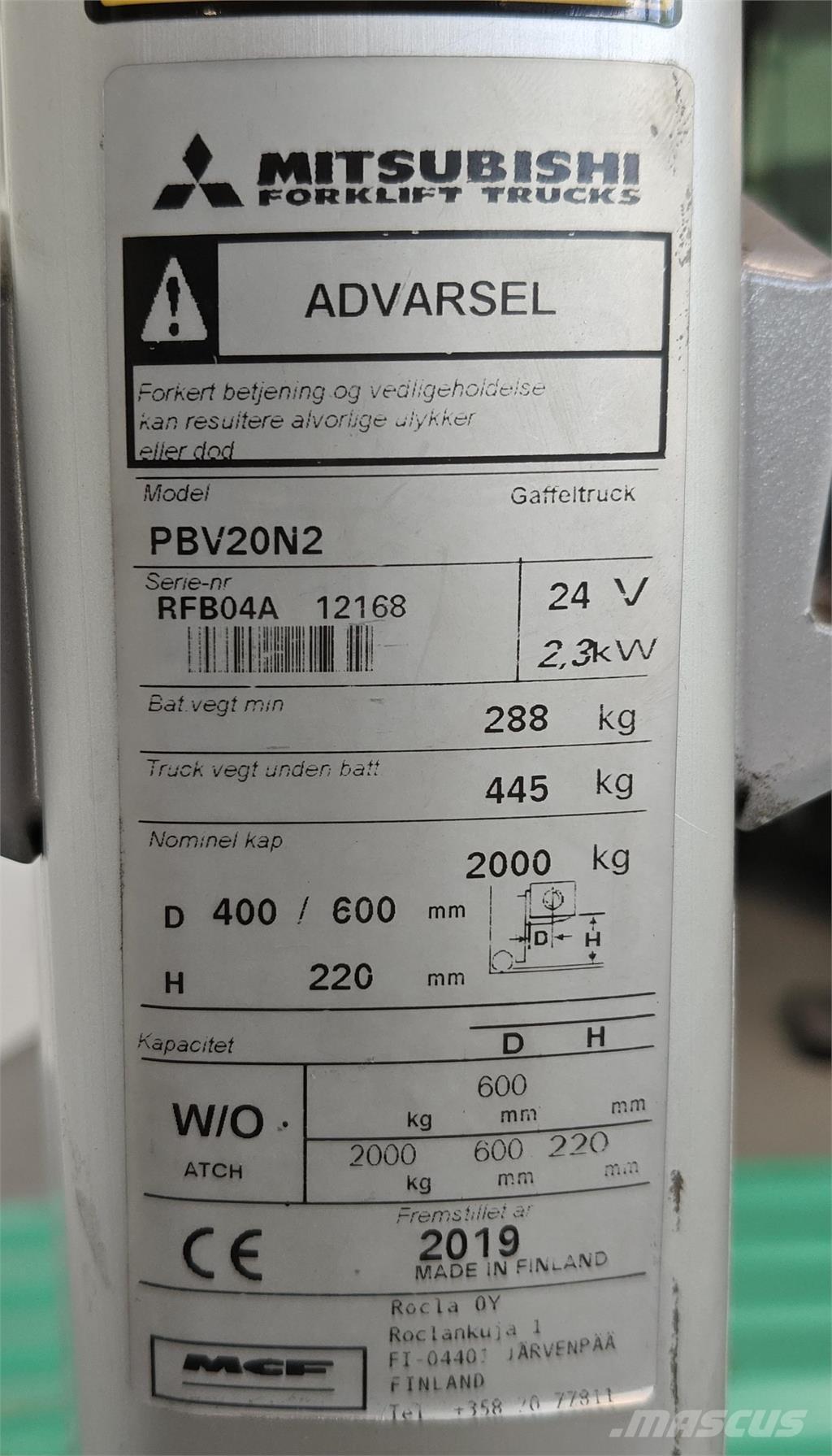 Mitsubishi PBV20N2 Transportni voziček