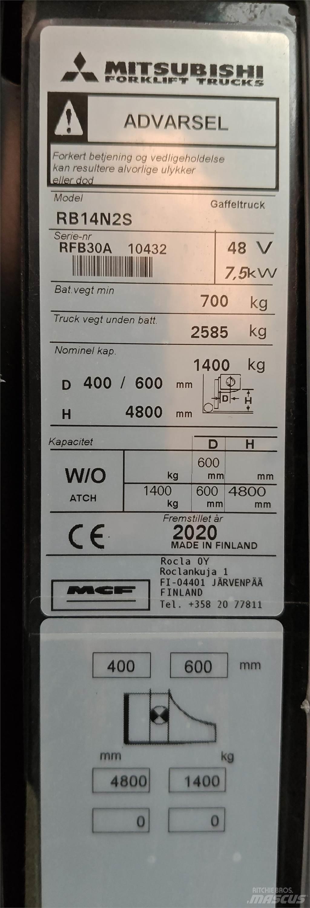 Mitsubishi RB14N2S Viličarji s pomičnim teleskopom