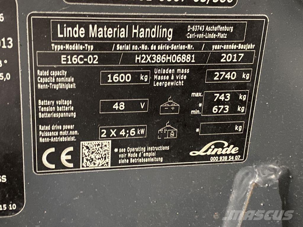 Linde E16C-02 Električni viličarji