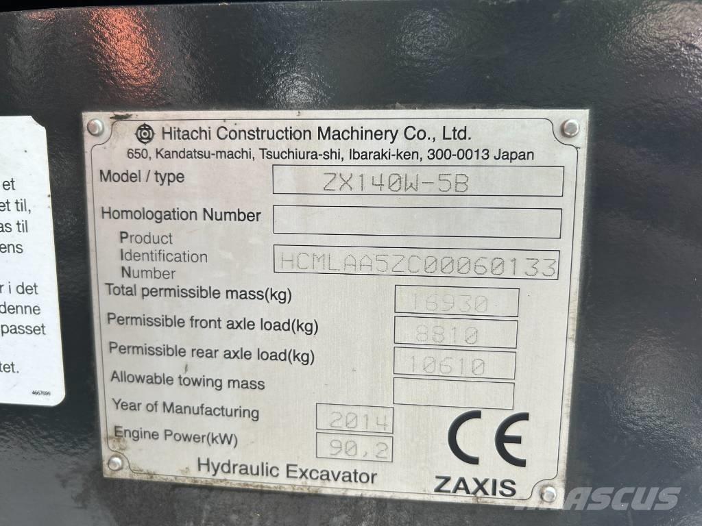 Hitachi ZX140W-5B Bagri na kolesih