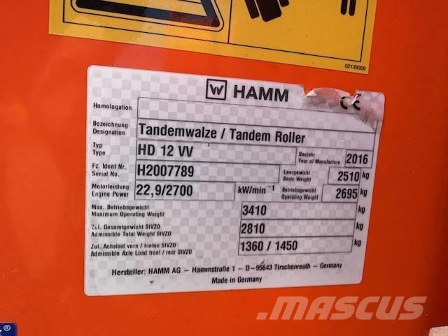 Hamm HD12 VV, Vält Dvojni valjarji