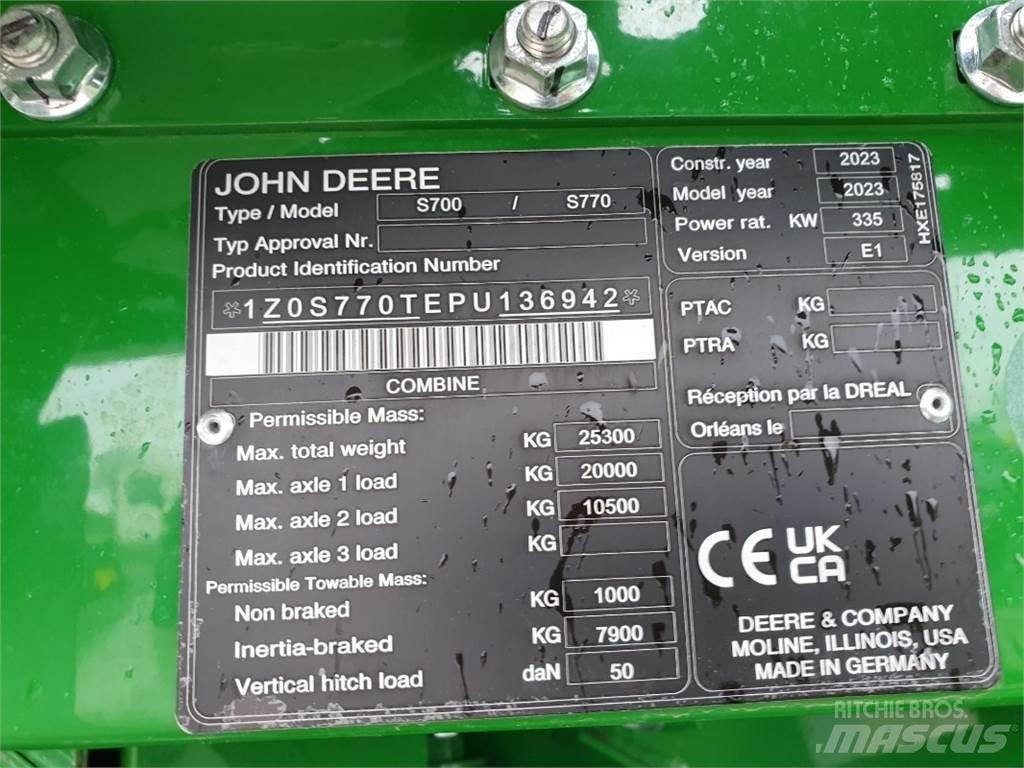 John Deere S770 Kombajni