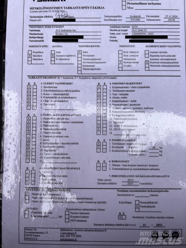 JLG 2646 E 3 Škarjaste dvižne ploščadi
