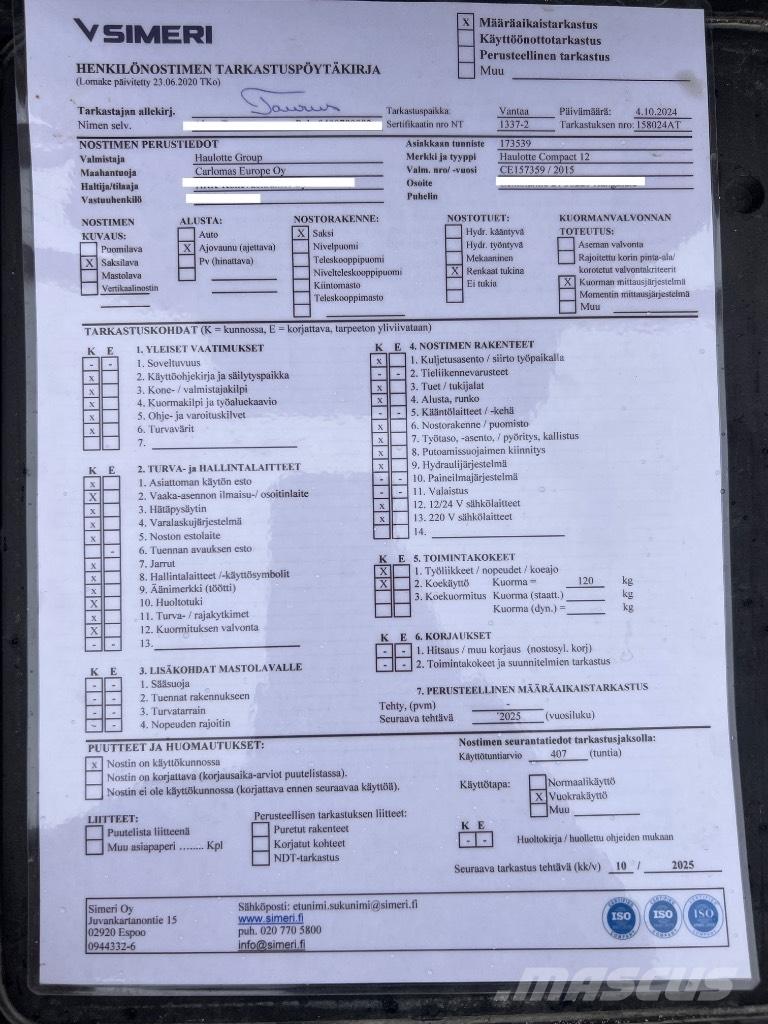 Haulotte Compact 12 Škarjaste dvižne ploščadi