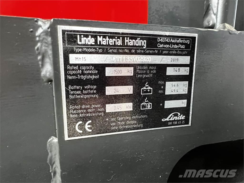 Linde MT15 Ročni električni viličar
