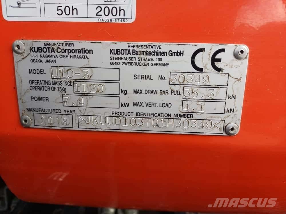 Kubota U 10-3 Mini bagri <7t
