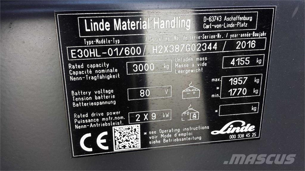 Linde E30/600HL Električni viličarji