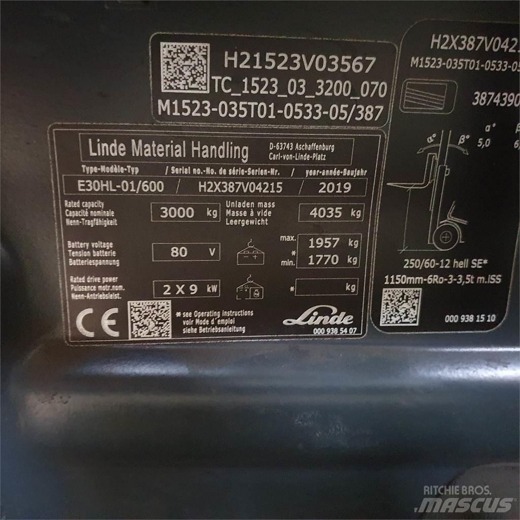 Linde E30/600HL Električni viličarji