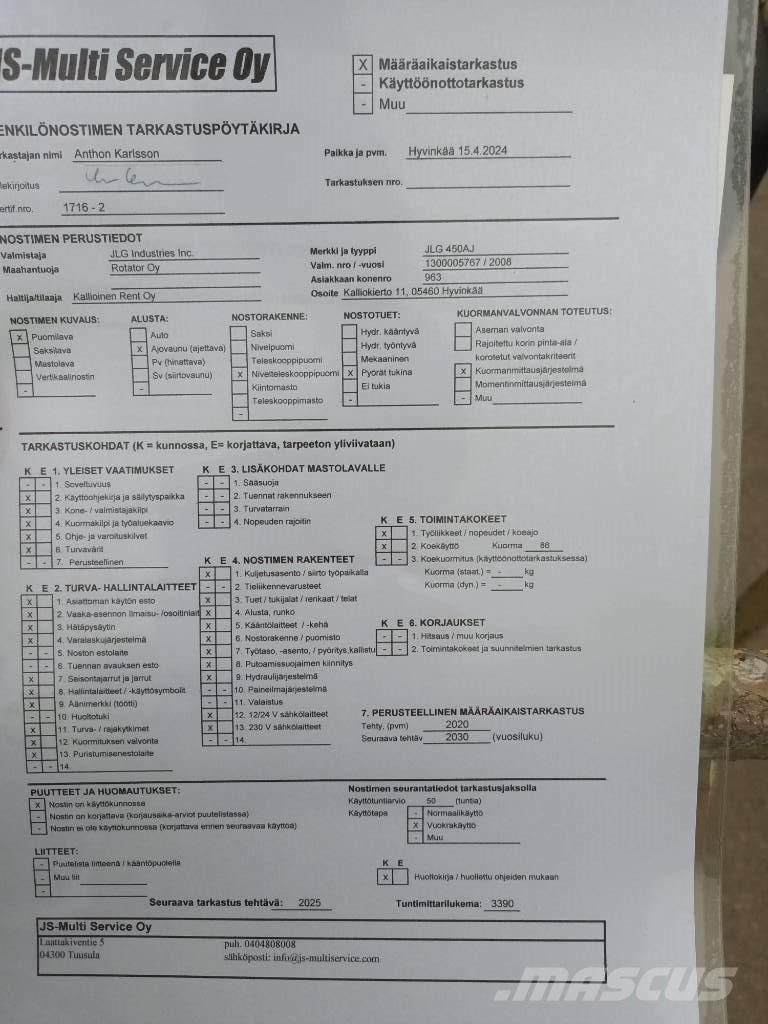 JLG 450 AJ Zglobne dvižne ploščadi