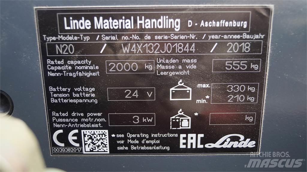 Linde N20 kurz Nizko dvižni komisionirni viličar