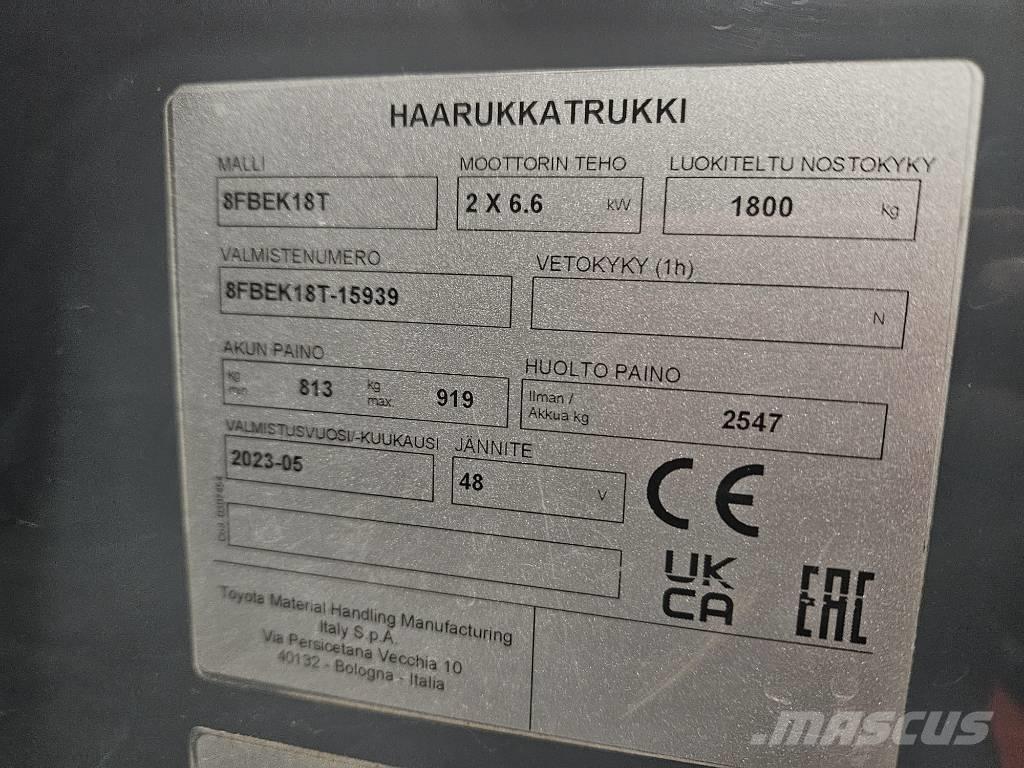 Toyota 8 FBEK 18 T Električni viličarji
