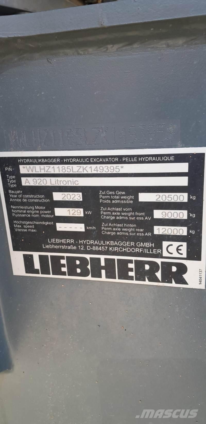 Liebherr A920 Bagri na kolesih