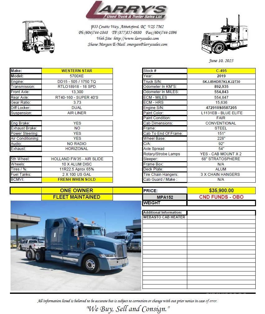 Western Star 5700 XE Vlačilci