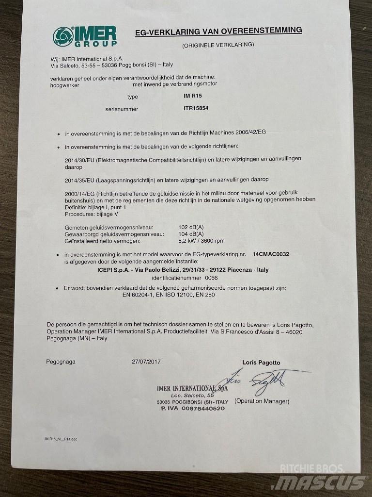 Imer IMR 15B Zglobne dvižne ploščadi