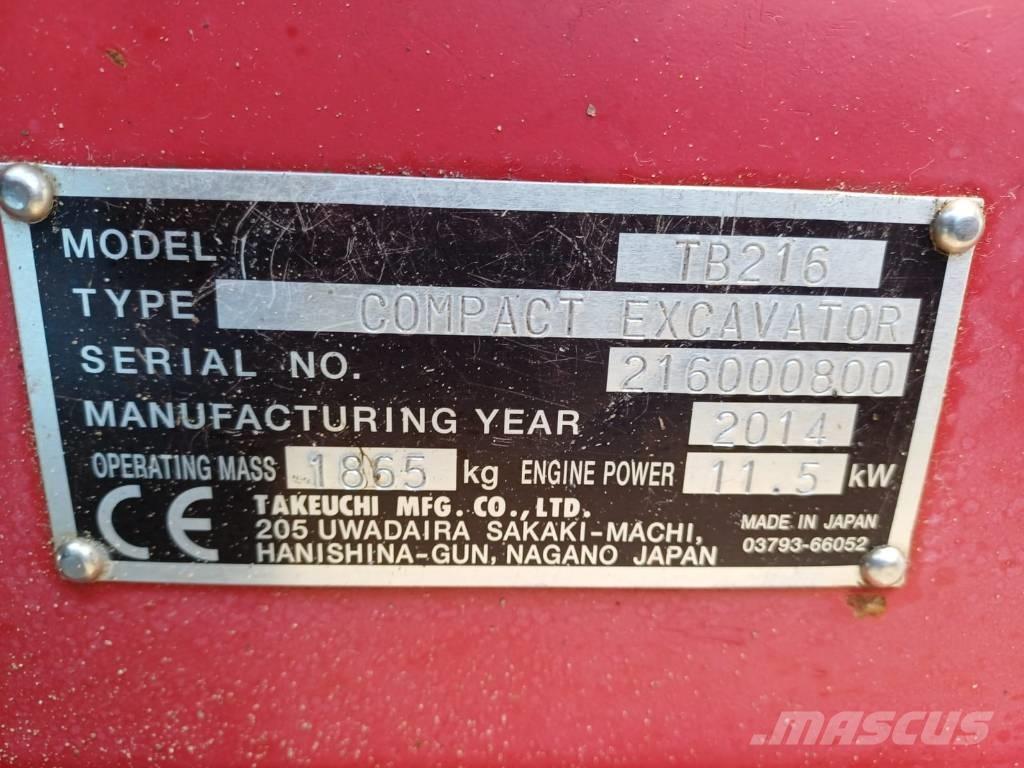 Takeuchi TB 216 Mini bagri <7t