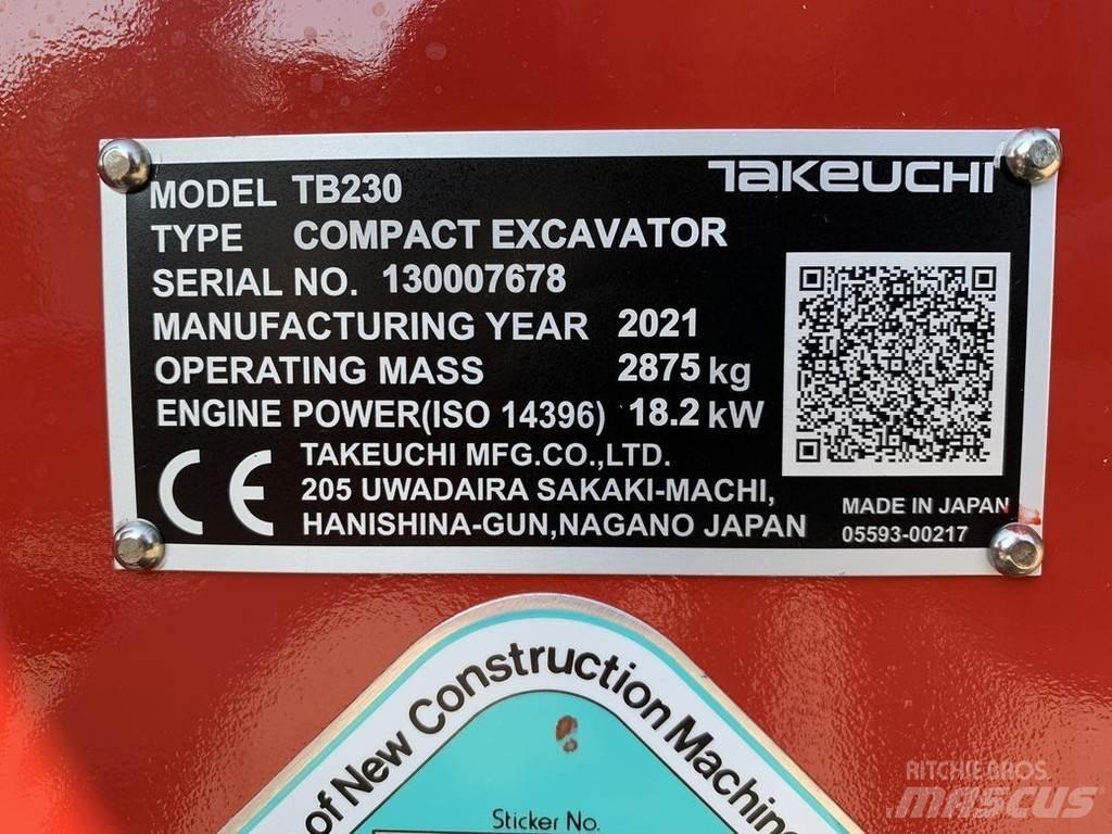 Takeuchi TB230 V3 Mini bagri <7t