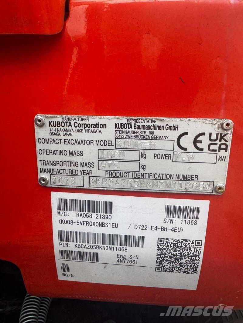 Kubota K008-5 Mini bagri <7t