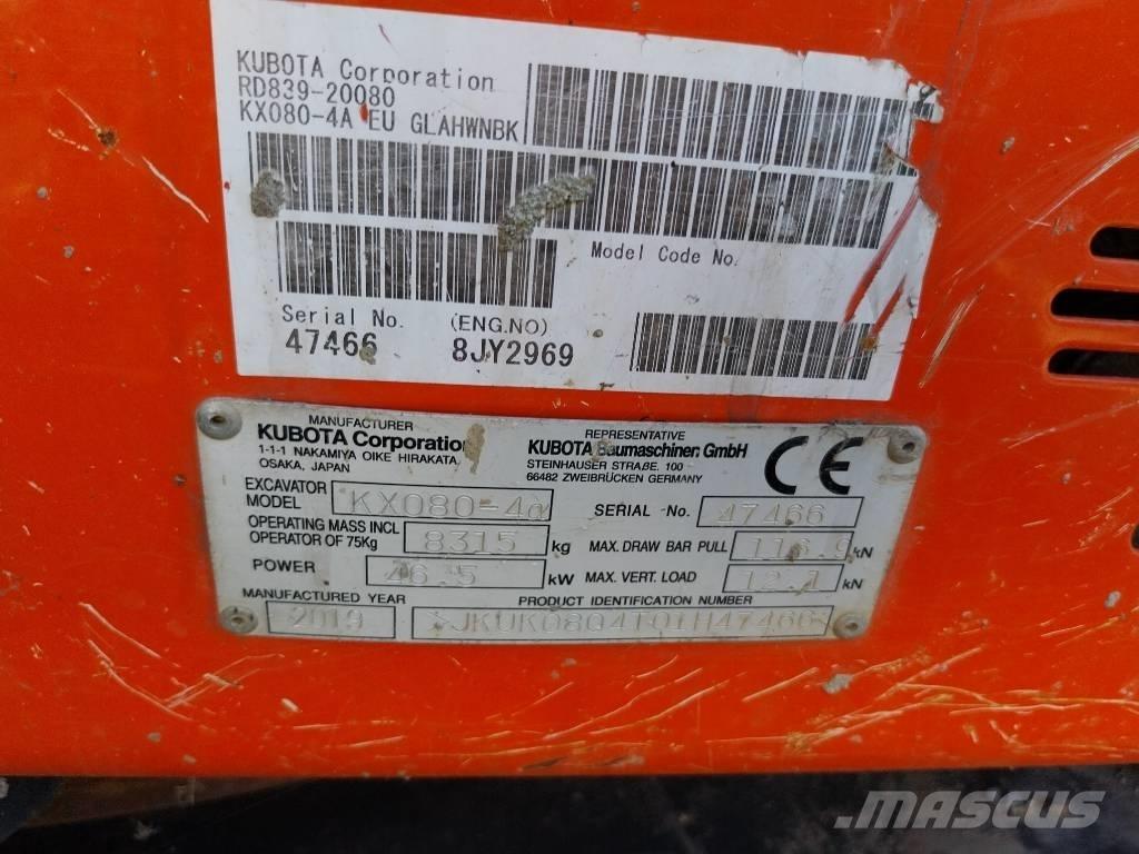 Kubota KX 080-4 Midi bagri 7t – 12t