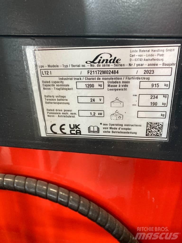 Linde L12i/1172 Ročni električni viličar