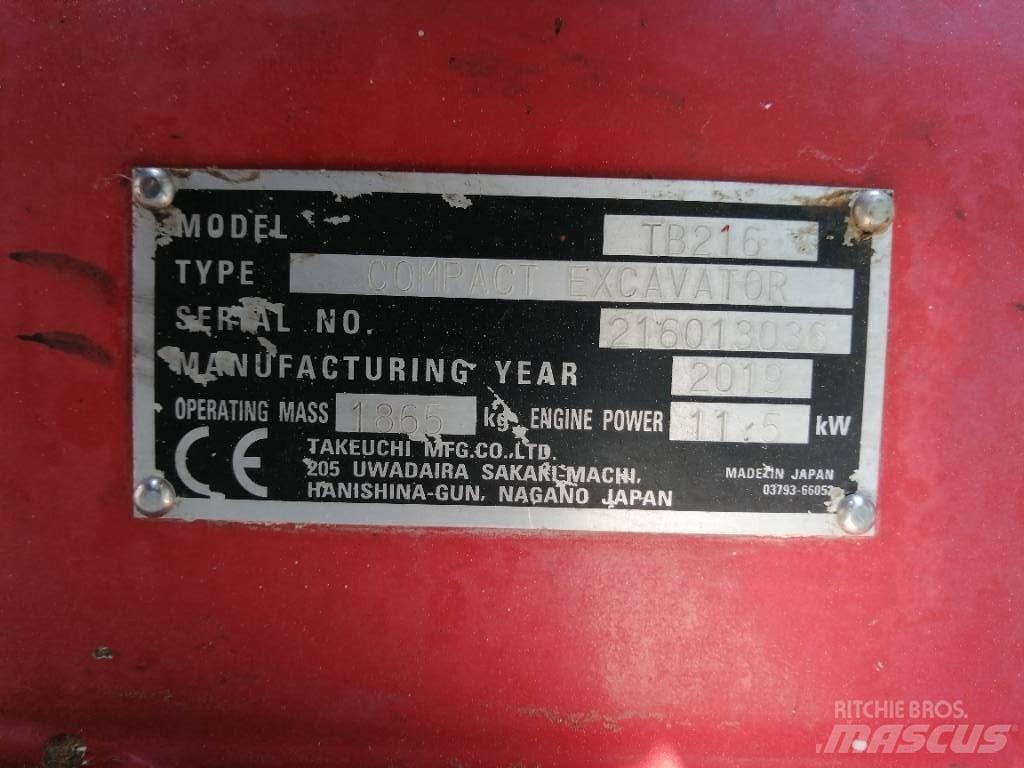Takeuchi TB 216 Mini bagri <7t
