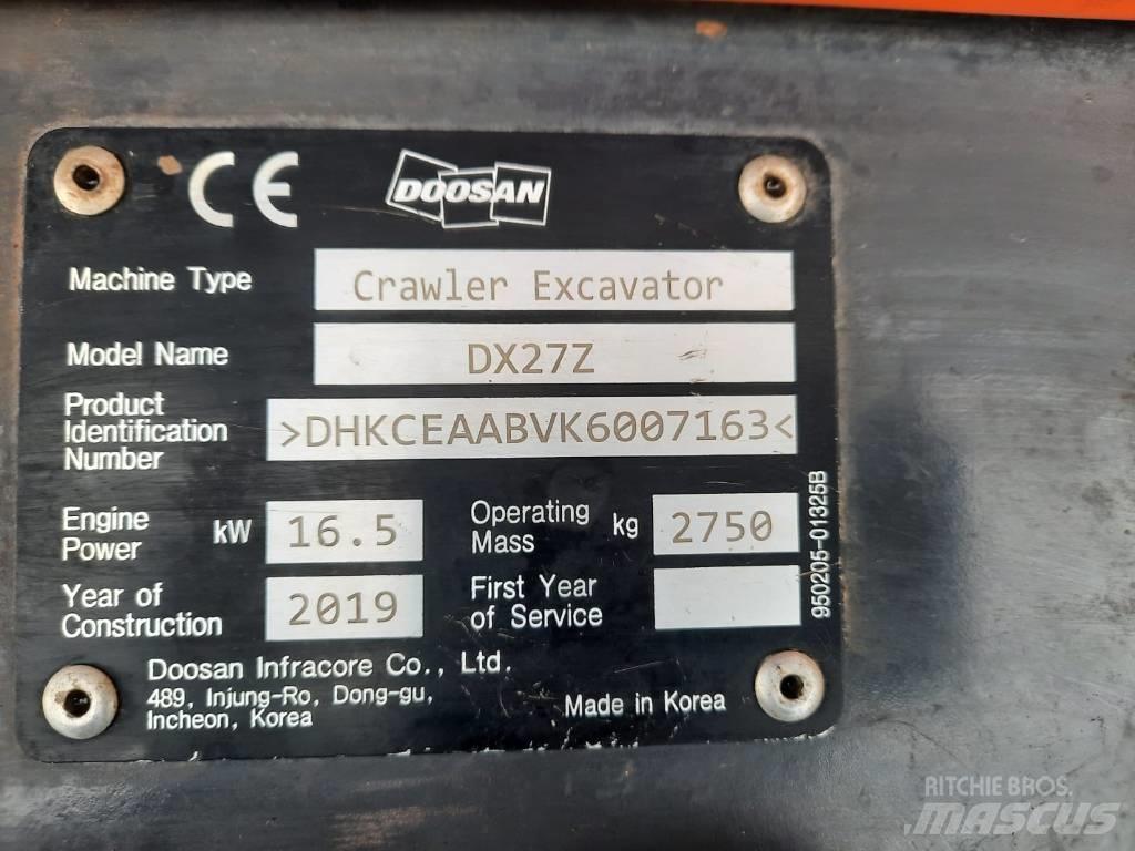 Doosan DX 27 Z Mini bagri <7t
