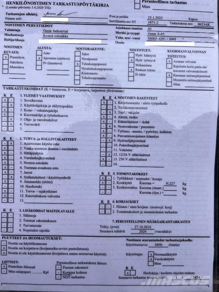 Genie S 85 Zglobne dvižne ploščadi